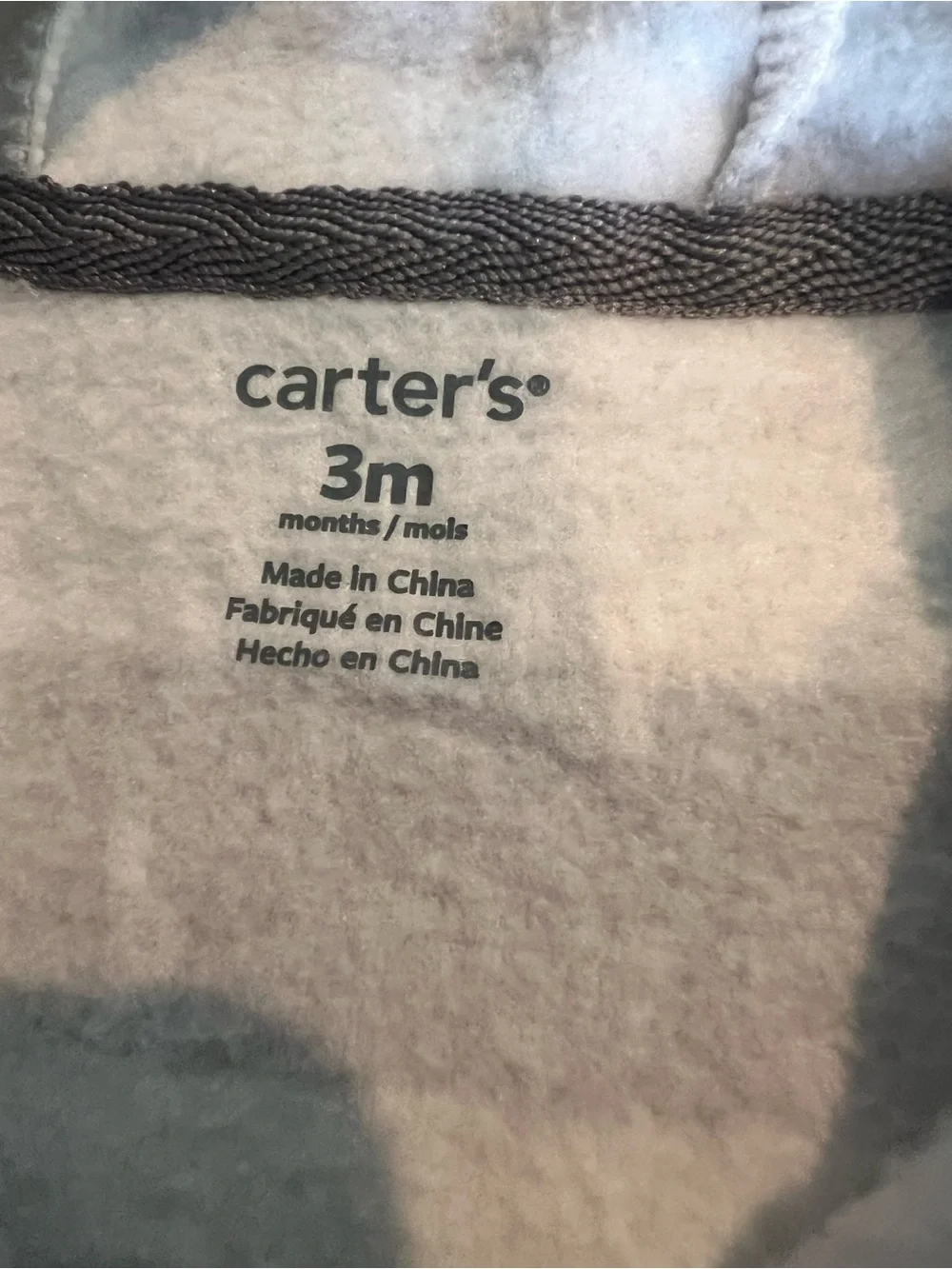 Carter's White & Gray Plush-Lined Hooded Baby Romper